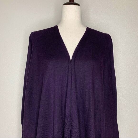 CAbi Women’s Open Front Drape Criss Cross Back Plum Cardigan - Picture 3 of 12